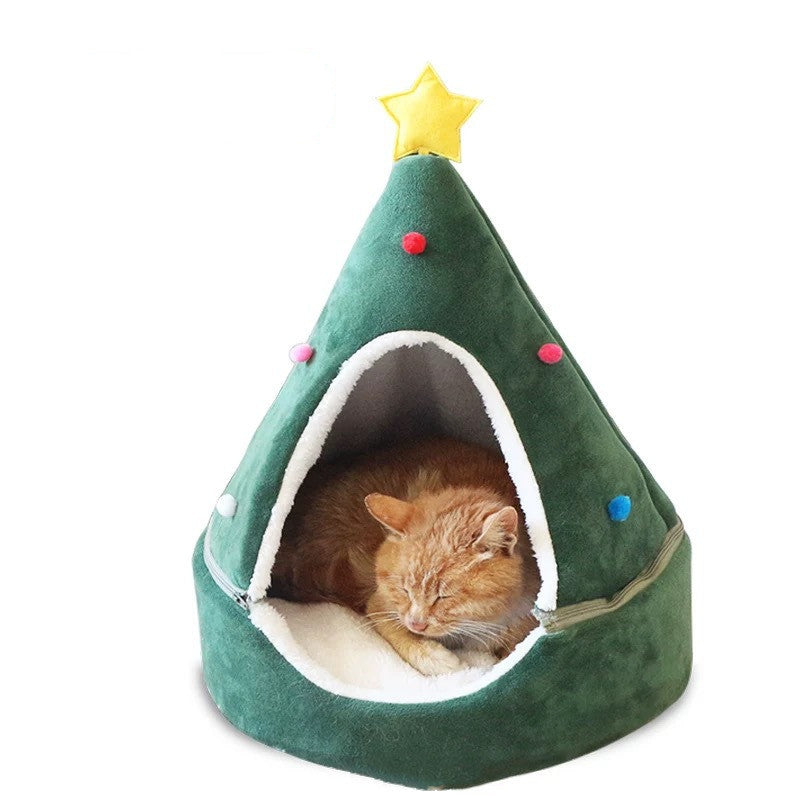 🎄 Christmas Tree Cat Bed – Cozy Winter Hideaway
