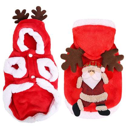 🎅 Santa Christmas Costume – Soft Flannel Pet Outfit