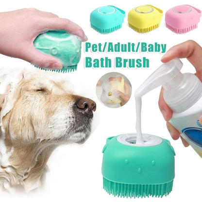 Silicone Bath Brush – Shampoo Dispenser for Dogs & Cats