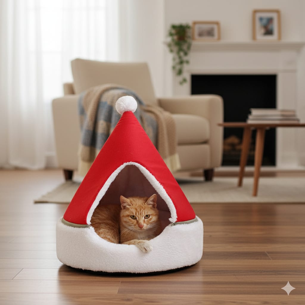 🎄 Christmas Tree Cat Bed – Cozy Winter Hideaway
