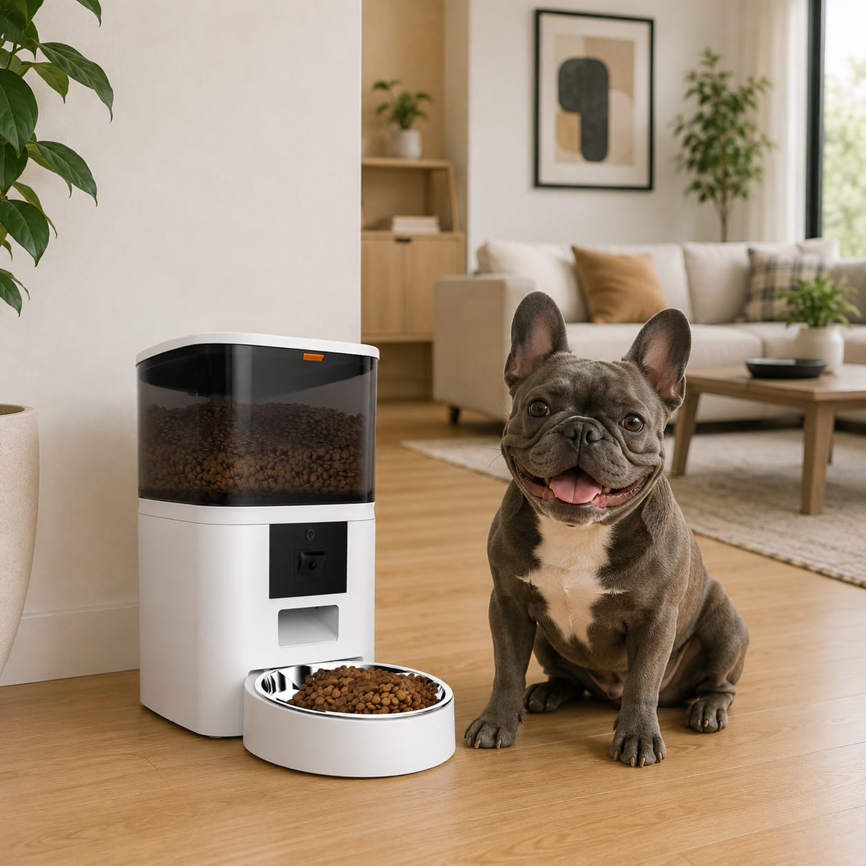 Comedero inteligente para mascotas con cámara HD y control por aplicación